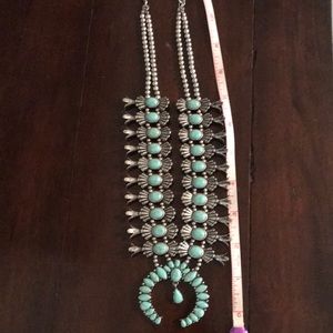 Turquoise Silver Bauble Bar Necklace